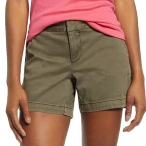 Caslon 5” Women’s Cotton Blend Twill Shorts in Olive/Camo Green Mid Rise Size 0